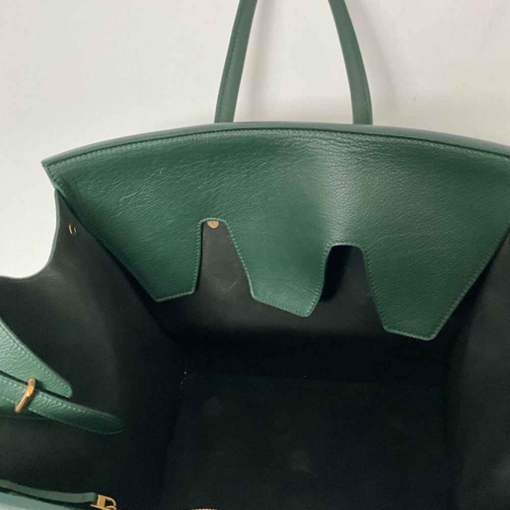 CELINE TEAL BLUE LEATHER SMALL TIE TOTE BAG - Picture 3 of 6